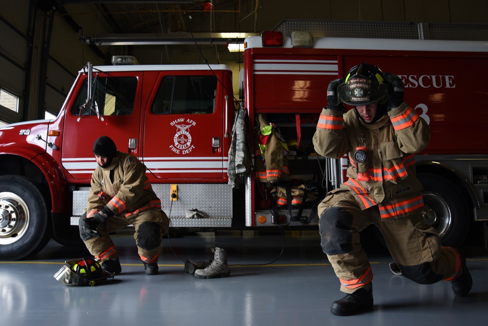20th CES firefighters gear up