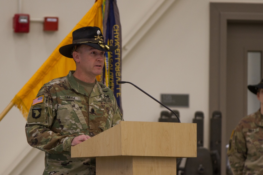 Squadron Commander Speaks at Troop Change of Command Ceremony