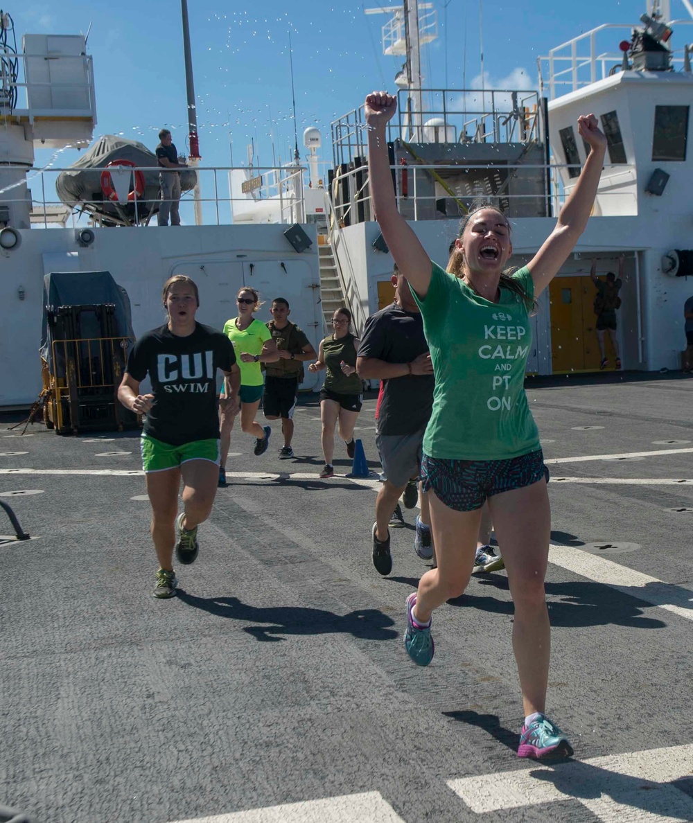 Sailors Participate in a St. Patricks Day 5K Run on USNS Mercy (T-AH 19)