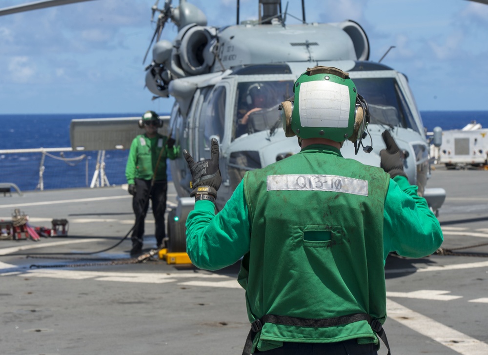 Sailors conduct flight operations aboard USNS Mercy