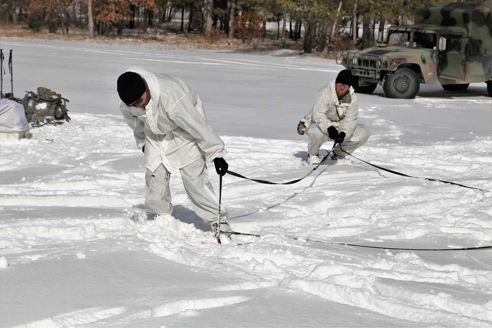 Cold-Weather Operations Course Class 18-06 students build Arctic tents during training at Fort McCoy