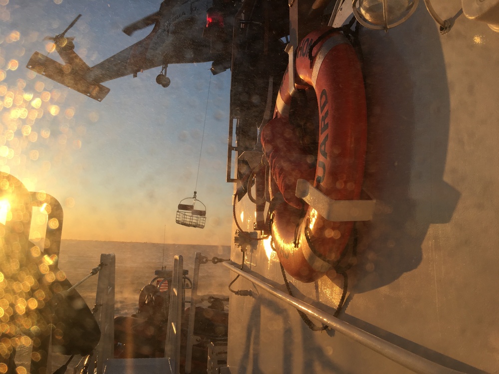 USCGC Naushon conducts helicopter training operations