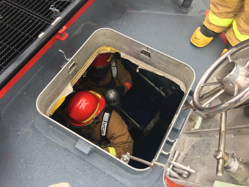 USCGC Naushon crew conducts firefighting drills