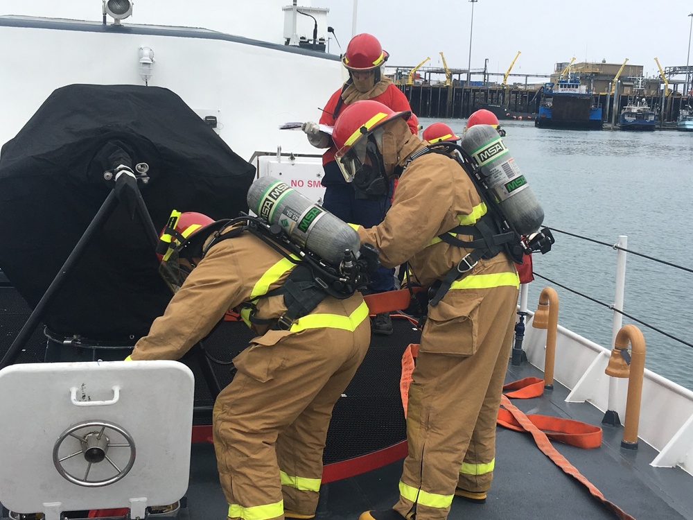 USCGC Naushon crew conducts firefighting drills