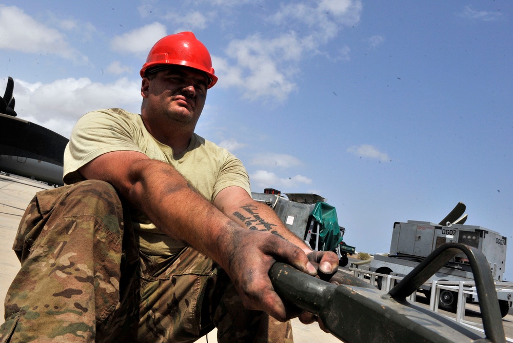 Airmen Perform Engine Swap on C-130J