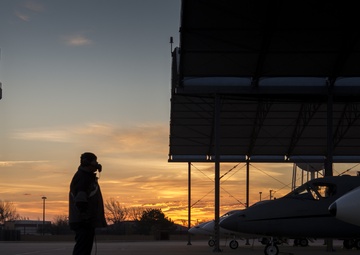 Contractor communicates with Vance pilots