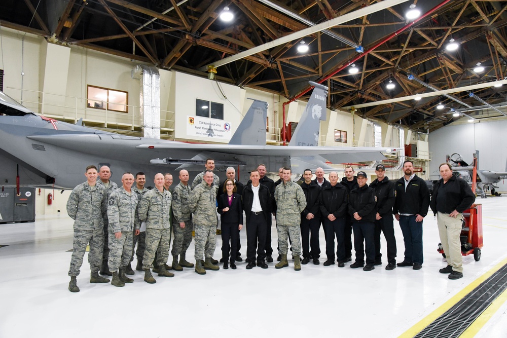 Oregon Governor Kate Brown visits Kingsley Field's 173rd Fighter WIng