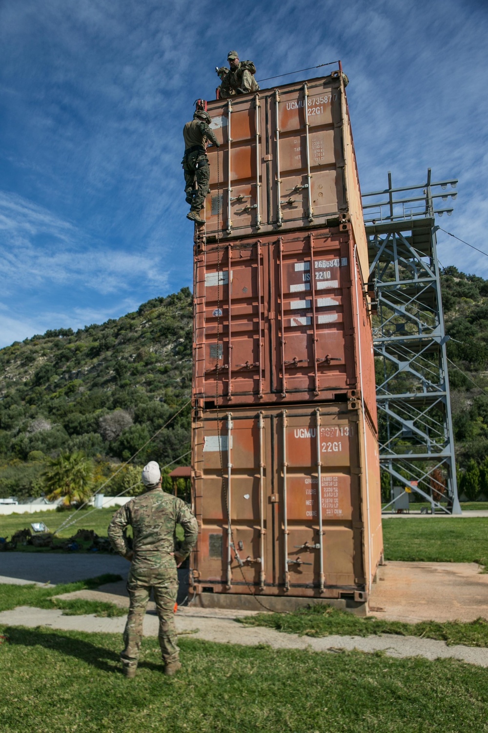 MRF, 26th MEU conduct fast rope and container inspection training at NMIOTC, Souda Bay, Greece