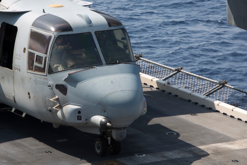 MV-22B Ospreys conduct flight operations on the USS Wasp