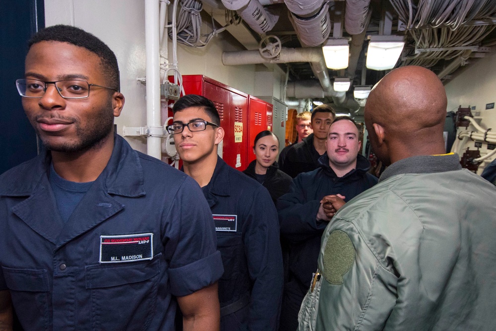 USS Bonhomme Richard (LHD 6) Sailors take the Navywide E-4 Advancement Exam