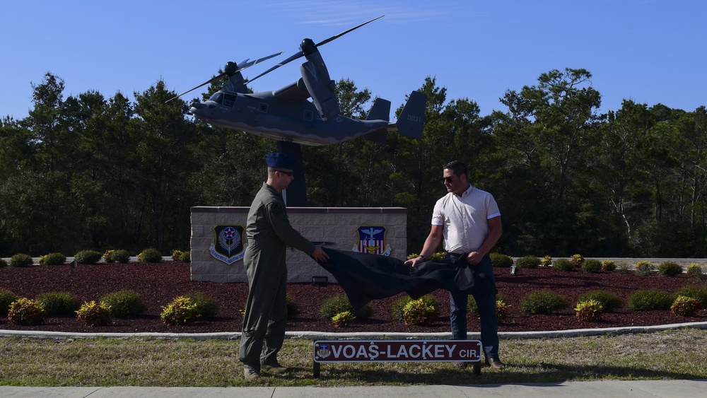 Voas-Lackey traffic circle memorial dedication