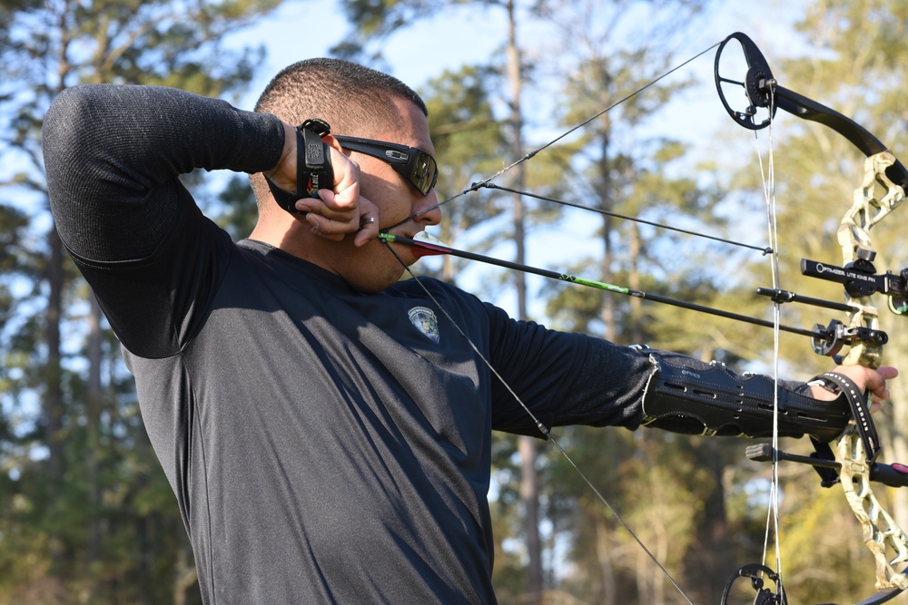 Marines Practice Archery during 2018 Marine Corps Trials