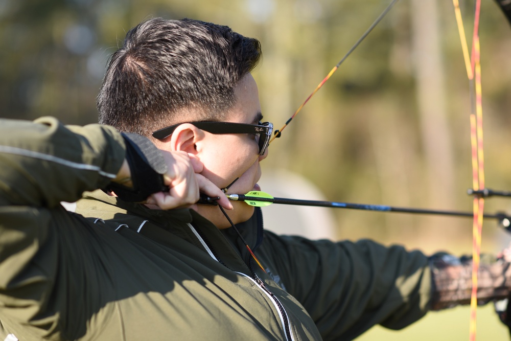 Marines Practice Archery during 2018 Marine Corps Trials