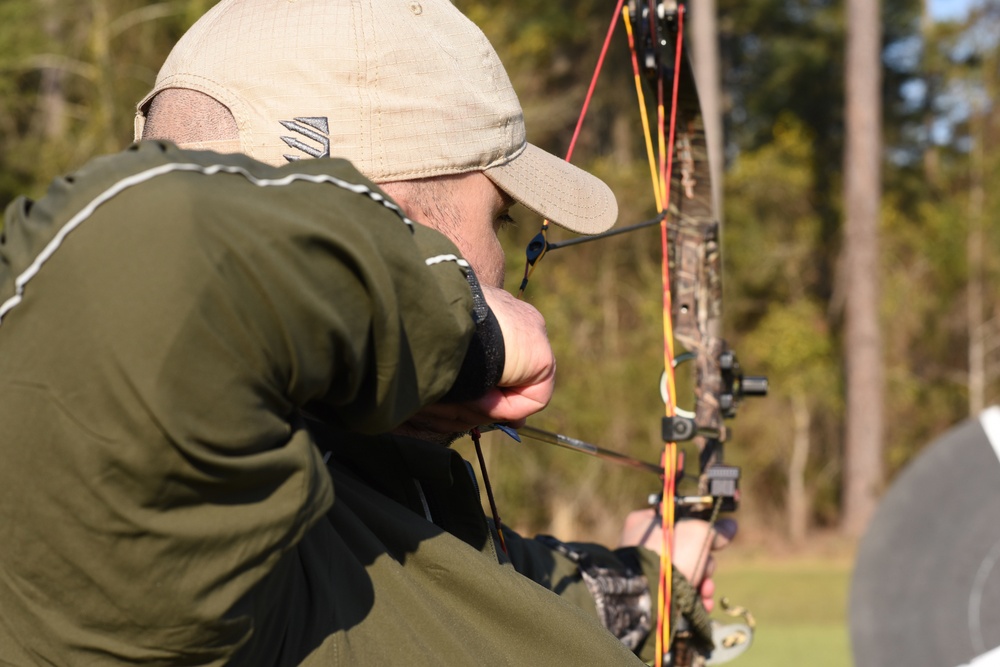 Marines Practice Archery during 2018 Marine Corps Trials