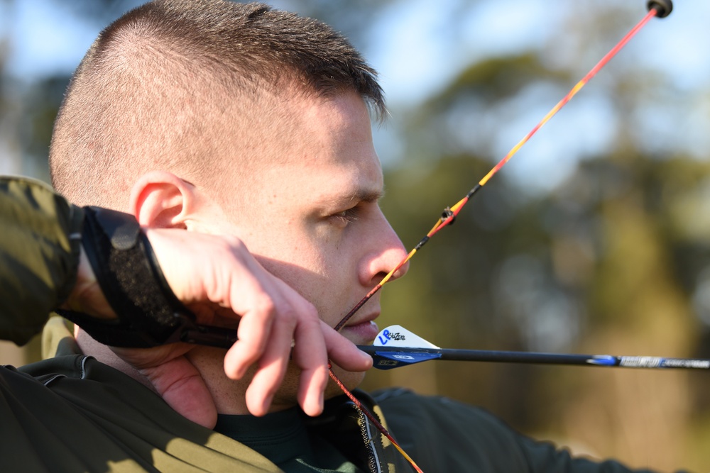 Marines Practice Archery during 2018 Marine Corps Trials