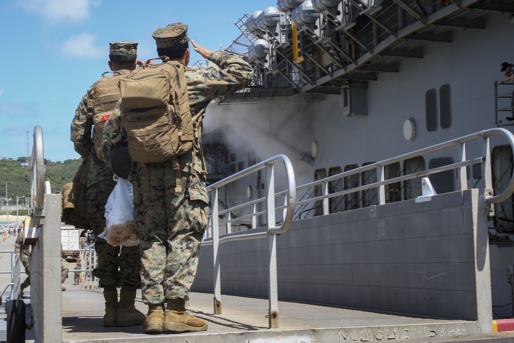 31st MEU Marines embark on USS Wasp (LHD-1) for Spring Patrol 2018