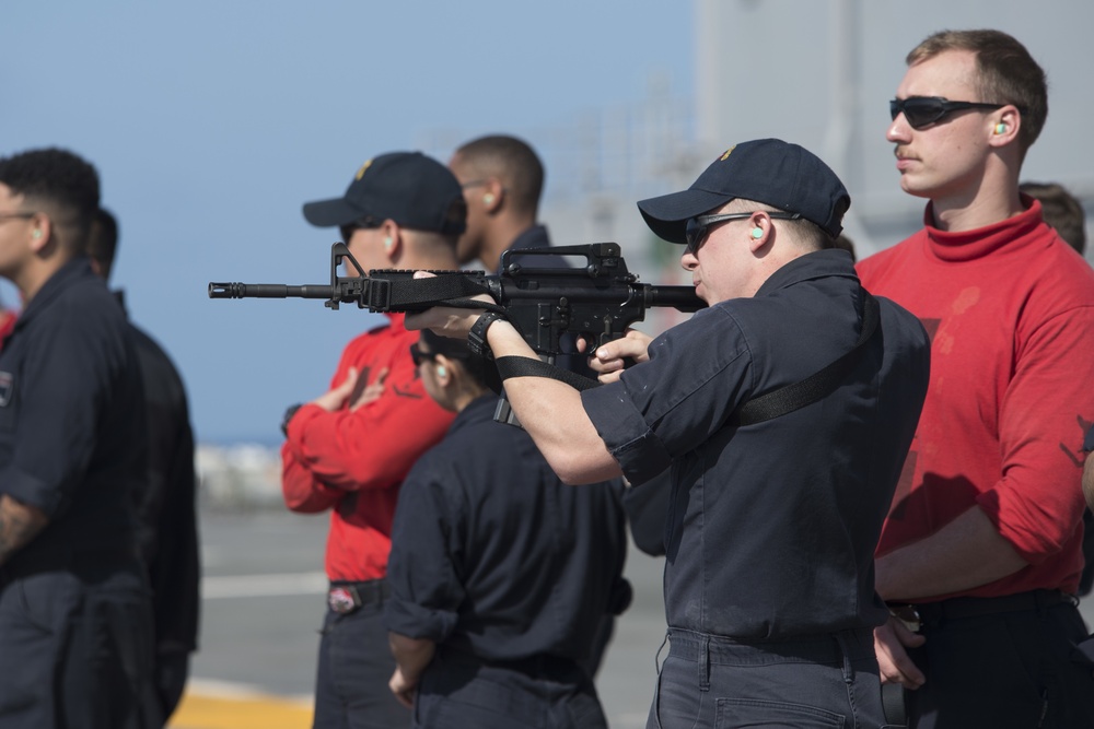USS Bonhomme Richard M16 gun shoot