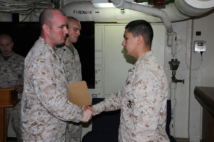 Lance Cpl. Leadership Seminar Graduation aboard the USS New York