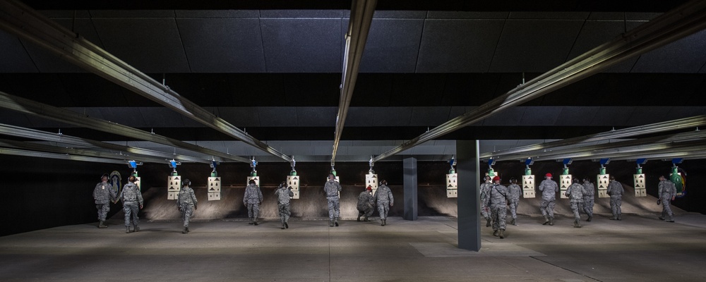 Taking aim during weapons training