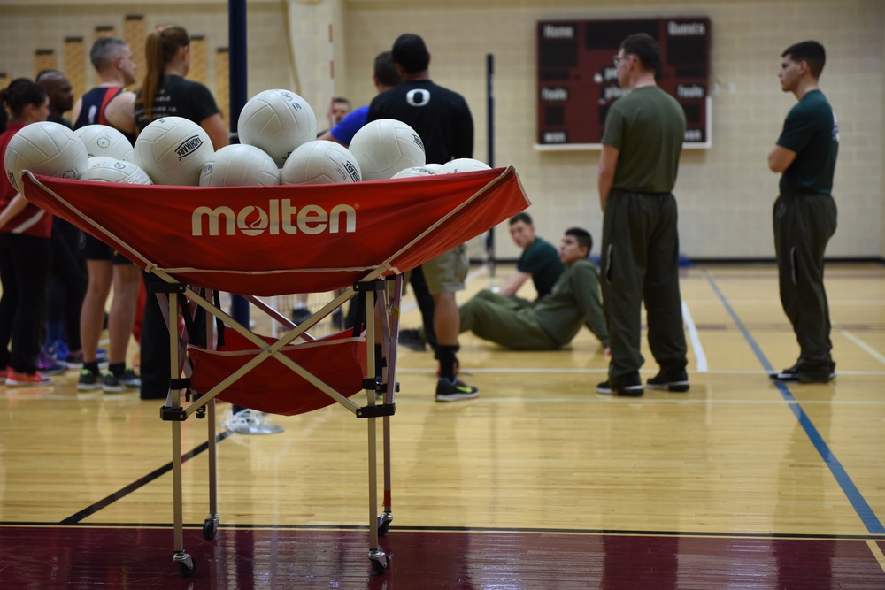 Marines Practice Volleyball during 2018 Marine Corps Trials