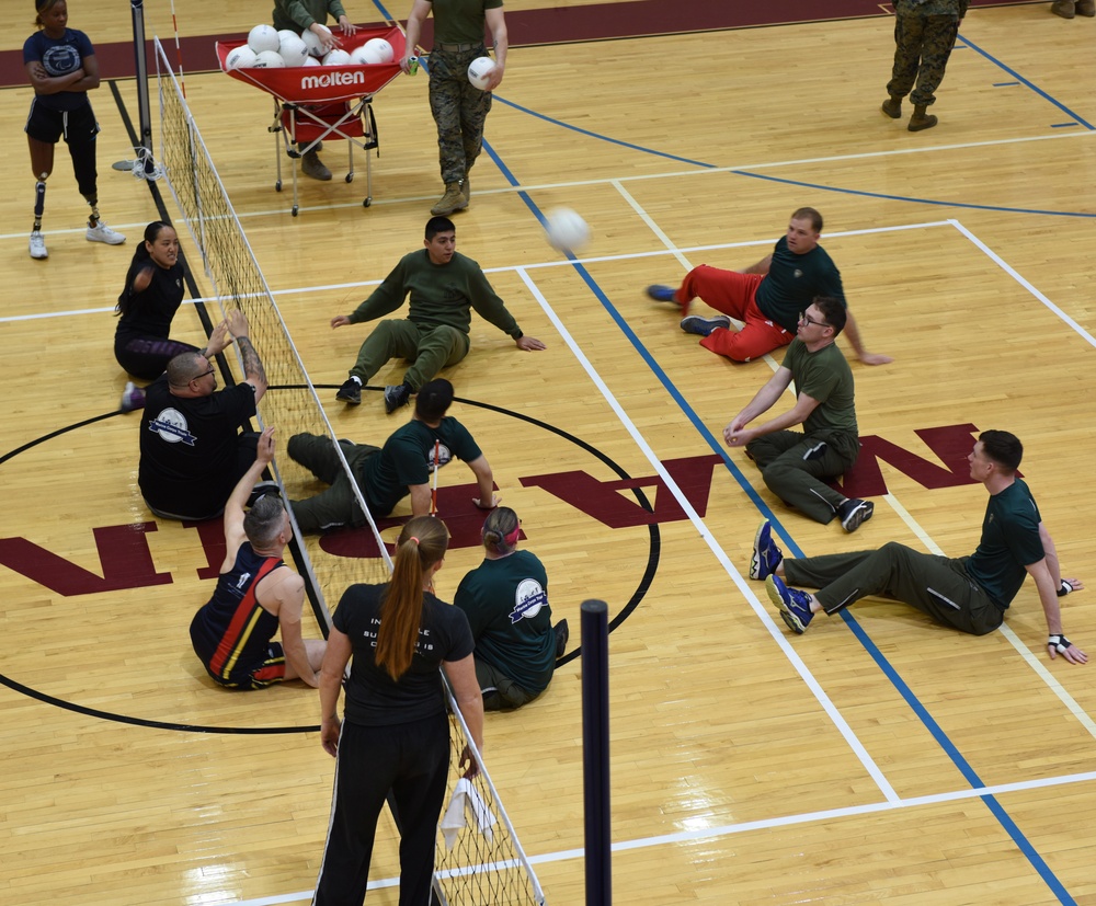 Marines Practice Volleyball during 2018 Marine Corps Trials
