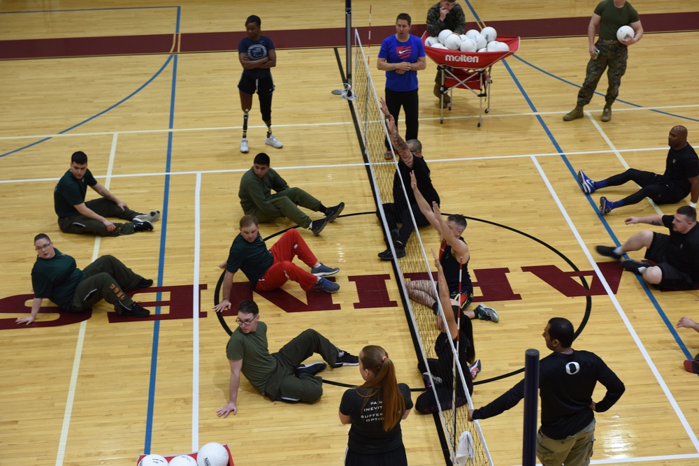 Marines Practice Volleyball during 2018 Marine Corps Trials