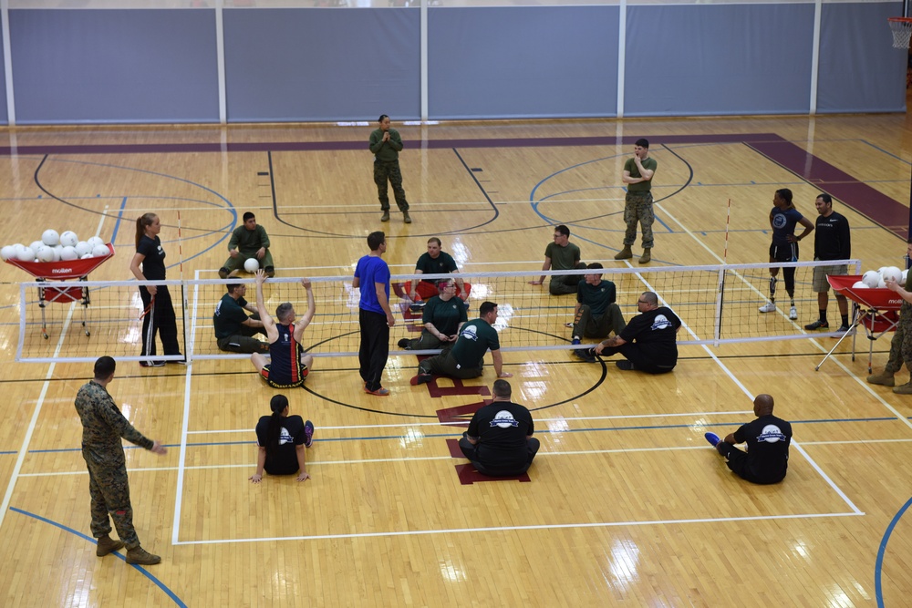 Marines Practice Volleyball during 2018 Marine Corps Trials