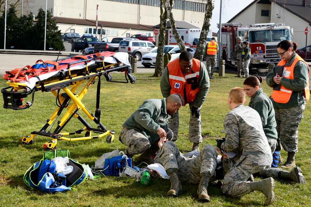 52nd Medical Group do a mock rescue for exercise