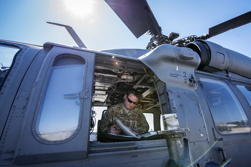 Airmen prep HH-60G for training