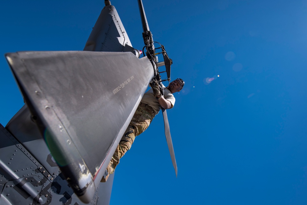 Airmen prep HH-60G for training