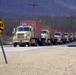 The 432nd Transportation Company, U.S. Army Reserve - Puerto Rico lines up prior to unloading shipping containers at Letterkenny Munitions Center in support of Operation Patriot Bandoleer.
