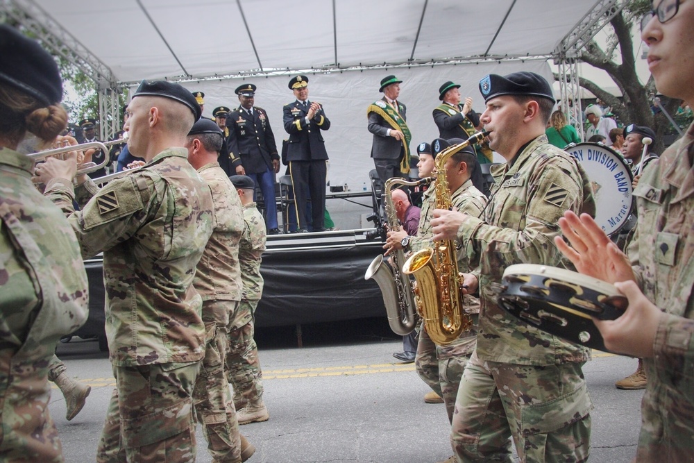 3rd ID Soldiers march in Savannah's St. Patrick Day parade