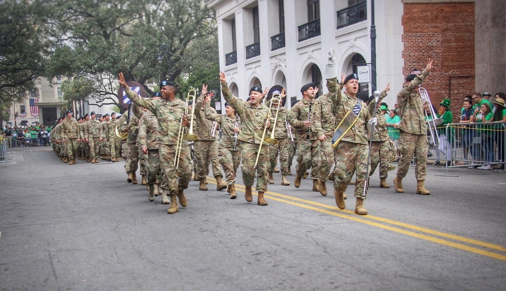 3rd ID Soldiers march in Savannah's St. Patrick day parade