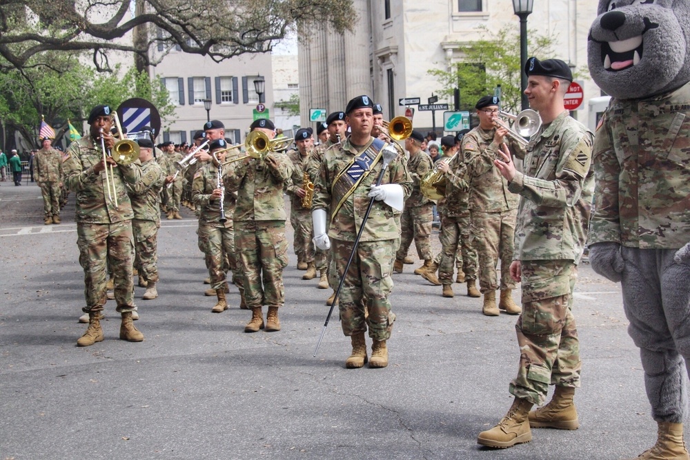 3rd ID Soldiers march in Savannah's St. Patrick's Day parade