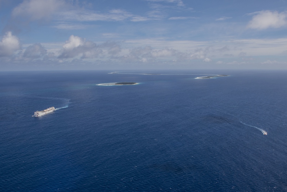 USNS Mercy Transits waters near the Ulithi Atoll