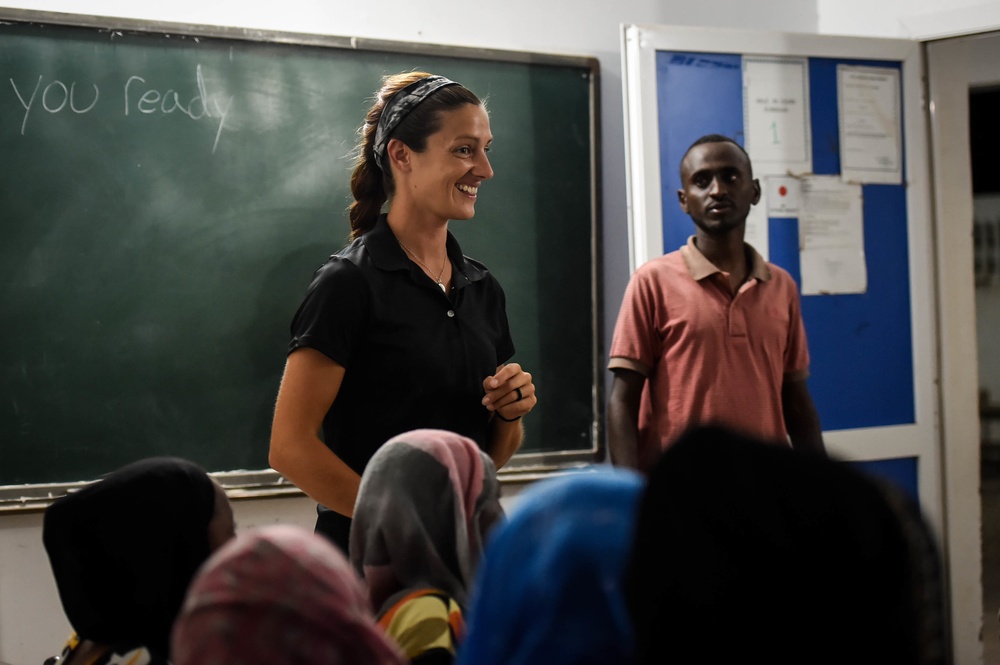 U.S. Soldiers meet with key leaders and conduct English discussion groups