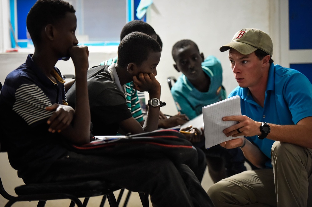 U.S. Soldiers meet with key leaders and conduct English discussion groups