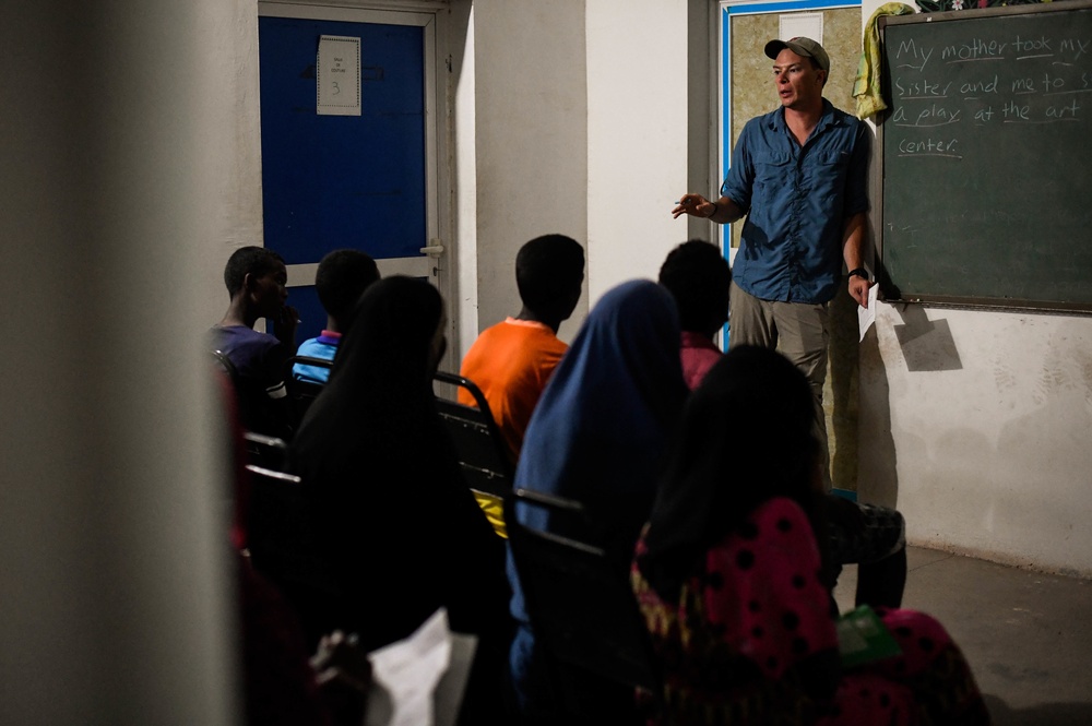 U.S. Soldiers conduct key leader engagements and teach English discussion groups in Djibouti