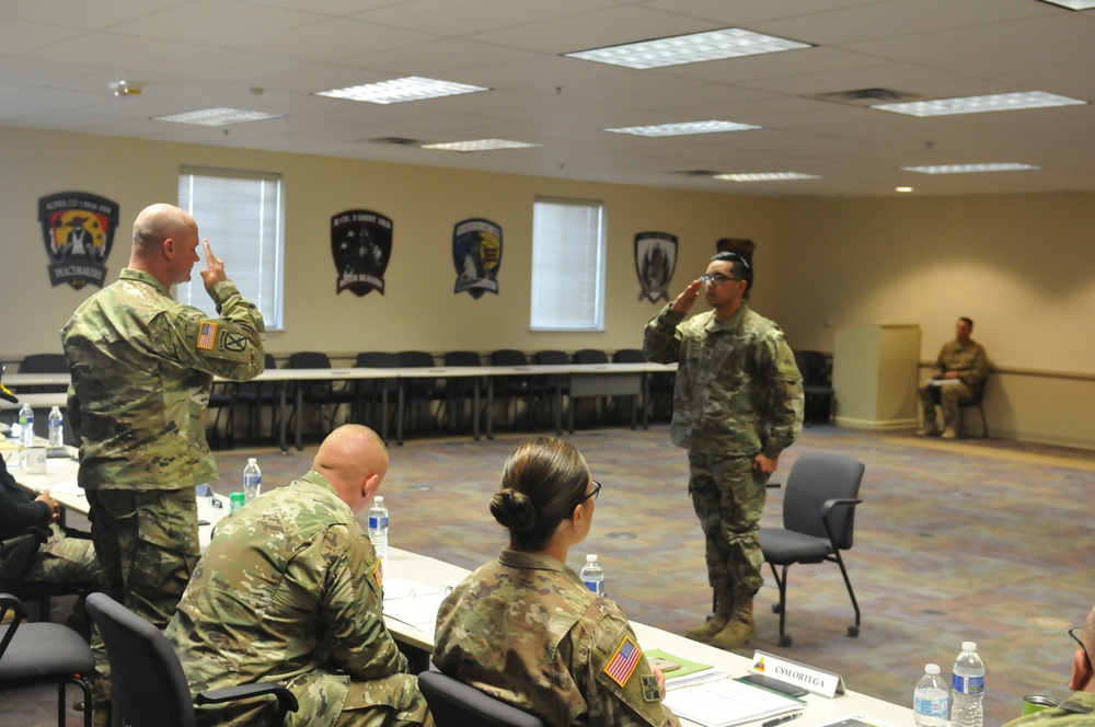 Soldier salutes CAB's Soldier of the Quarter board