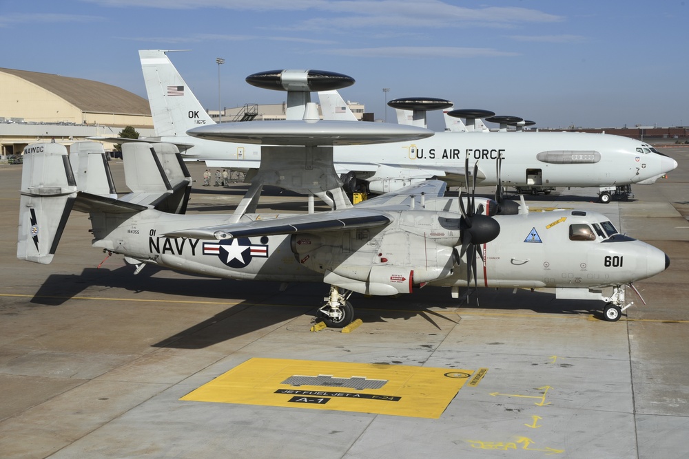 Navy E-2C Hawkeye visits 552nd Air Control Wing
