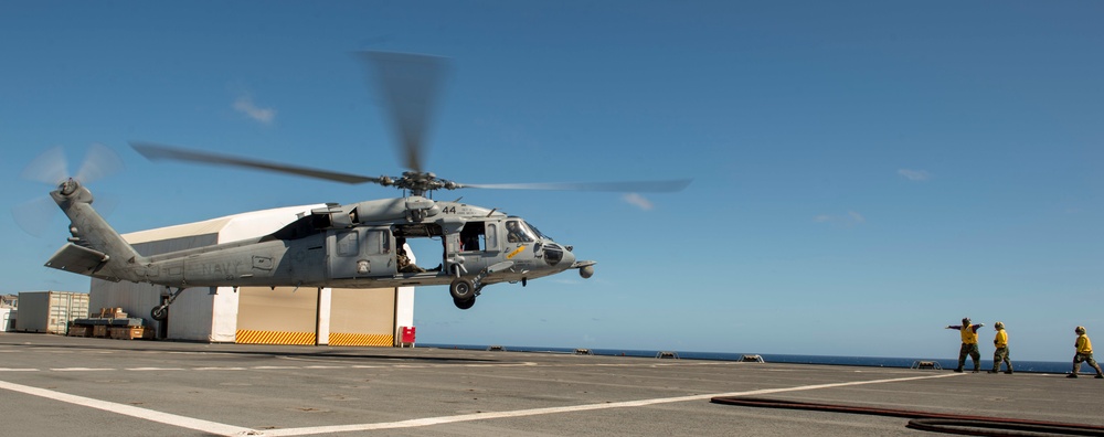 Sailors conduct flight quarters aboard USNS Mercy (T-AH 19)