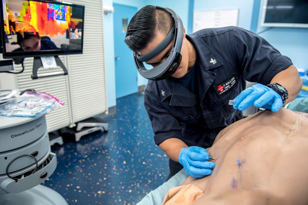 Sailors test augmented reality goggles aboard USNS Mercy