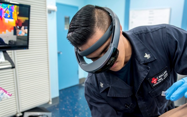 Sailors test augmented reality goggles aboard USNS Mercy
