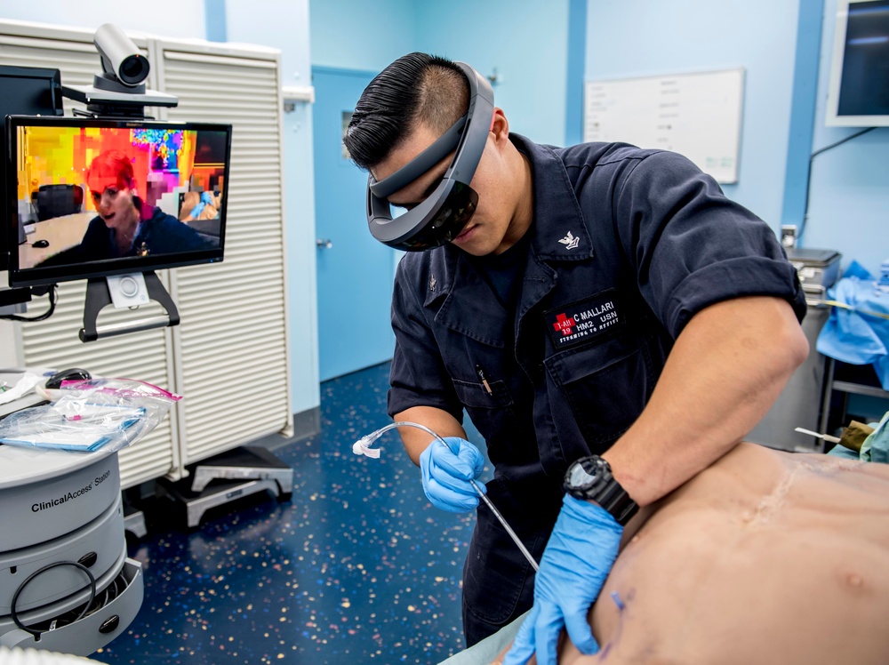 Sailors test augmented reality goggles aboard USNS Mercy