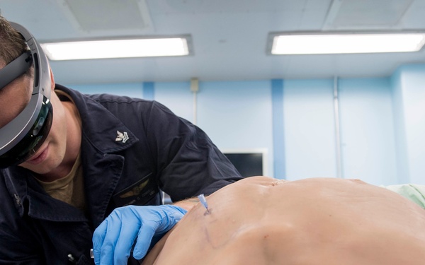 Sailors test augmented reality goggles aboard USNS Mercy