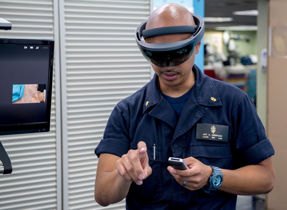 Sailors test augmented reality goggles aboard USNS Mercy