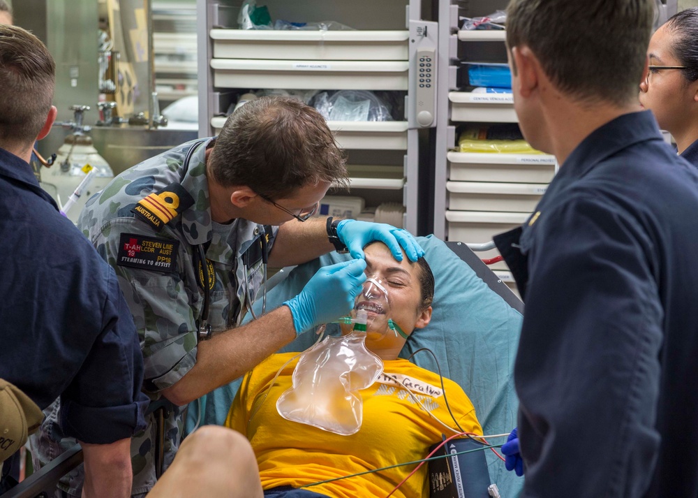 Sailors participate in medical readiness drill aboard USNS Mercy