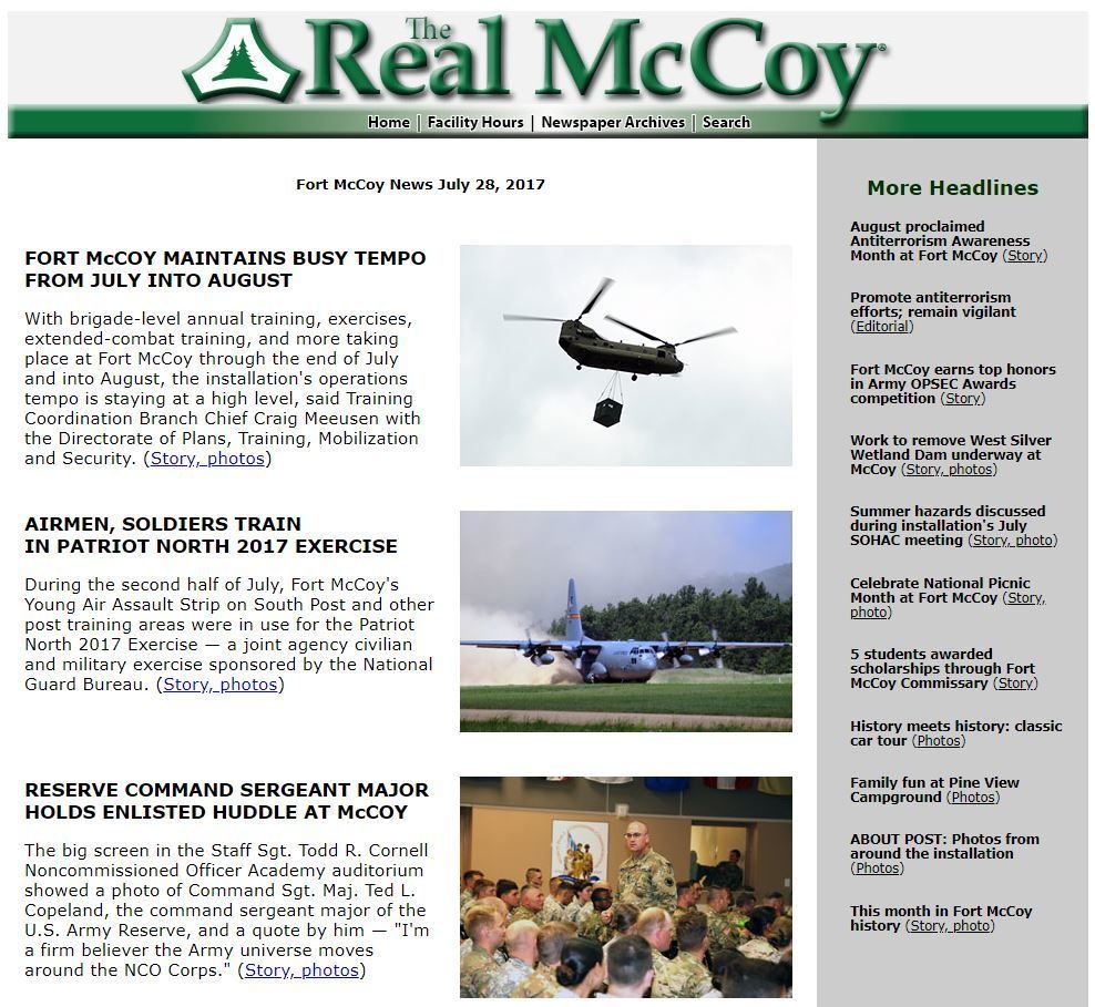 Fort McCoy's The Real McCoy Online, Public Affairs staff earn IMCOM-level recognition