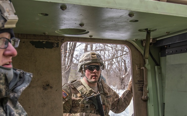Army Reserve Soldiers with the 479th Engineer Batallion conduct convoy operations during exercise Ready Force Breach