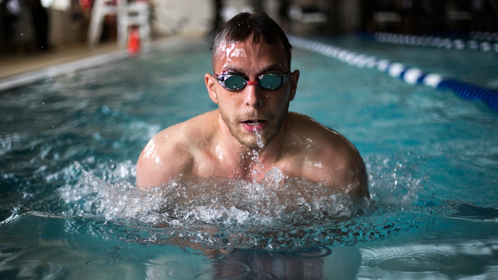 Athletes compete in swimming for 2018 Marine Corps Trials